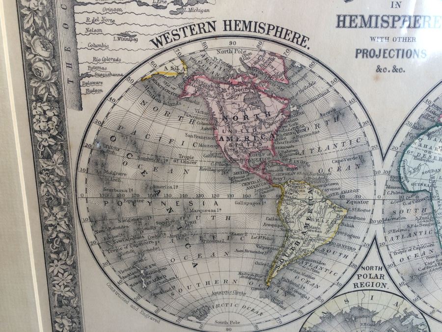 Vintage Map of The World in Hemispheres [Photo 8]
