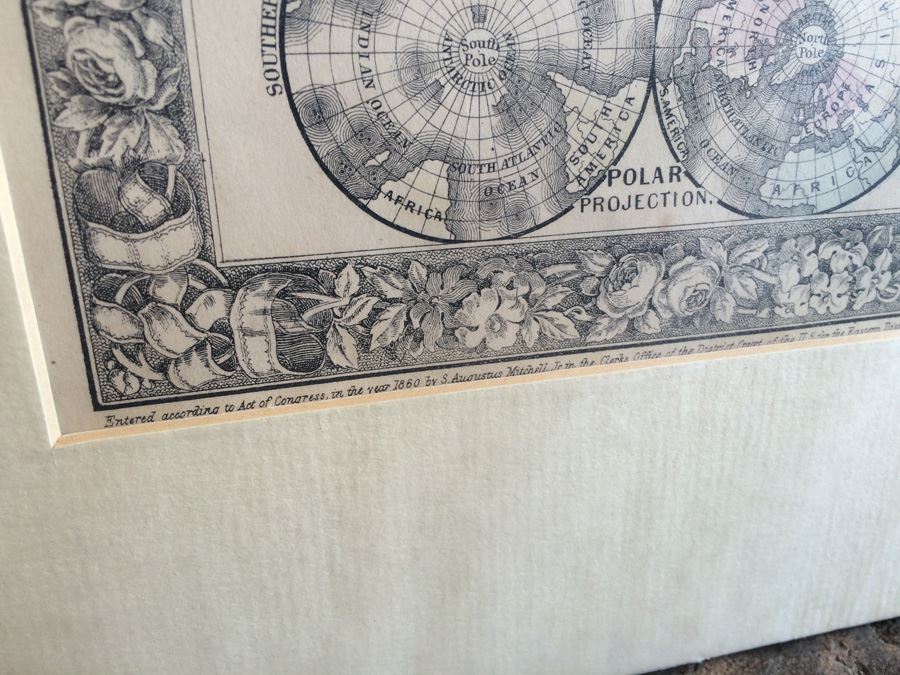 Vintage Map of The World in Hemispheres [Photo 5]