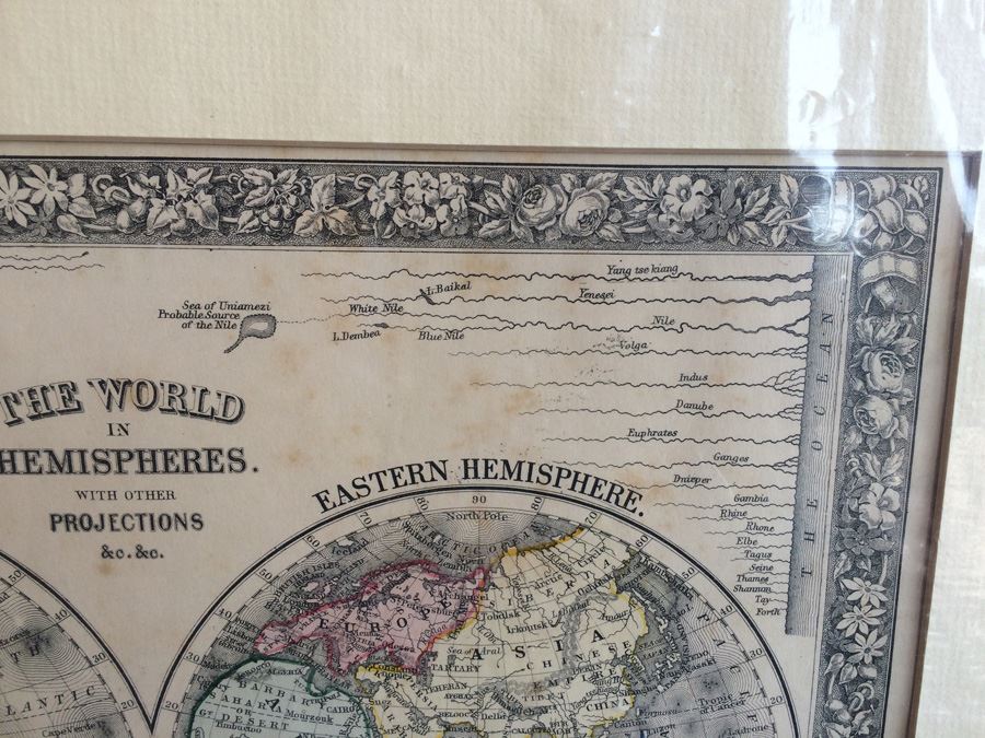 Vintage Map of The World in Hemispheres [Photo 3]