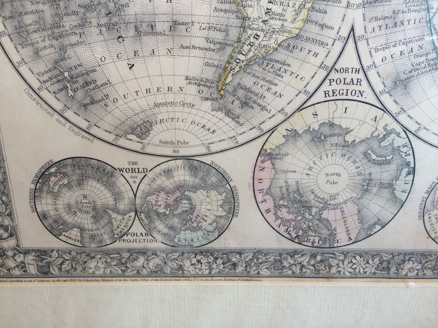 Vintage Map of The World in Hemispheres [Photo 11]