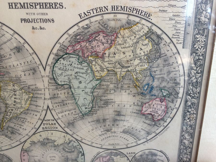 Vintage Map of The World in Hemispheres [Photo 9]