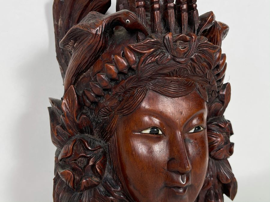 Hand Carved Wooden Asian Face Mask 6W X 8H [Photo 6]
