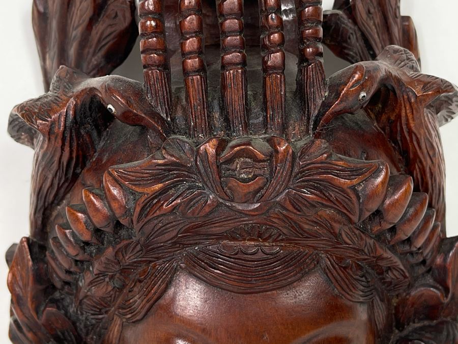 Hand Carved Wooden Asian Face Mask 6W X 8H [Photo 4]