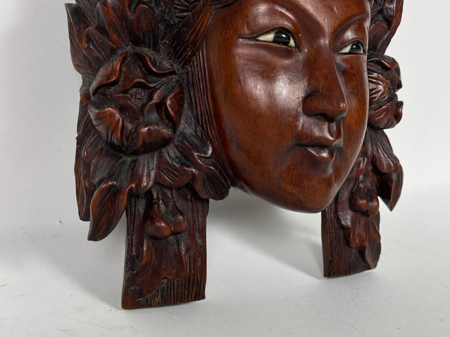 Hand Carved Wooden Asian Face Mask 6W X 8H [Photo 7]
