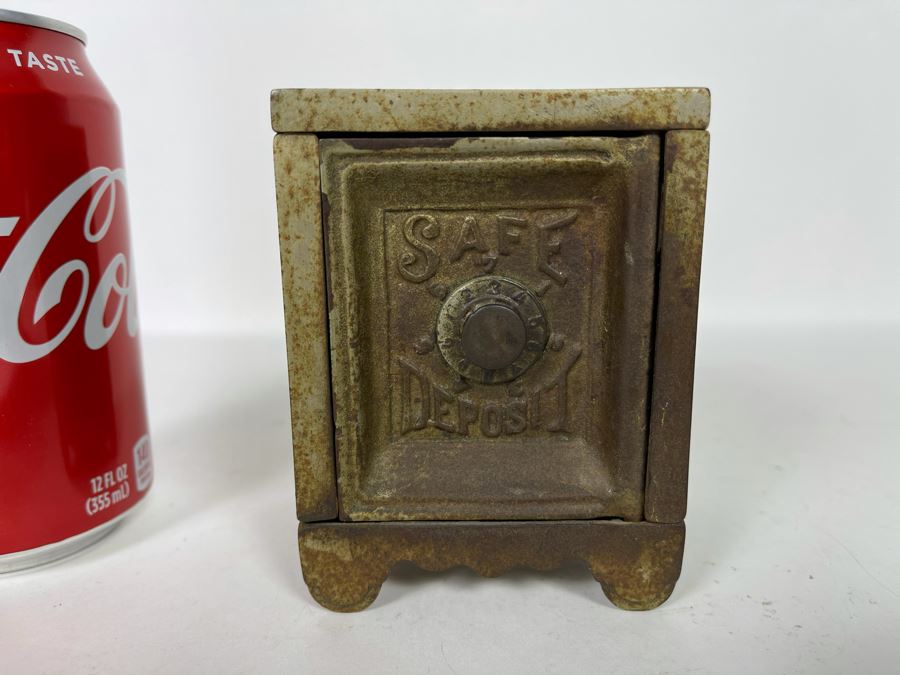 Antique Toy Cast Iron Safe Deposit Safe With 1897 Patent Date 3W X 2.5D X 4H [Photo 3]