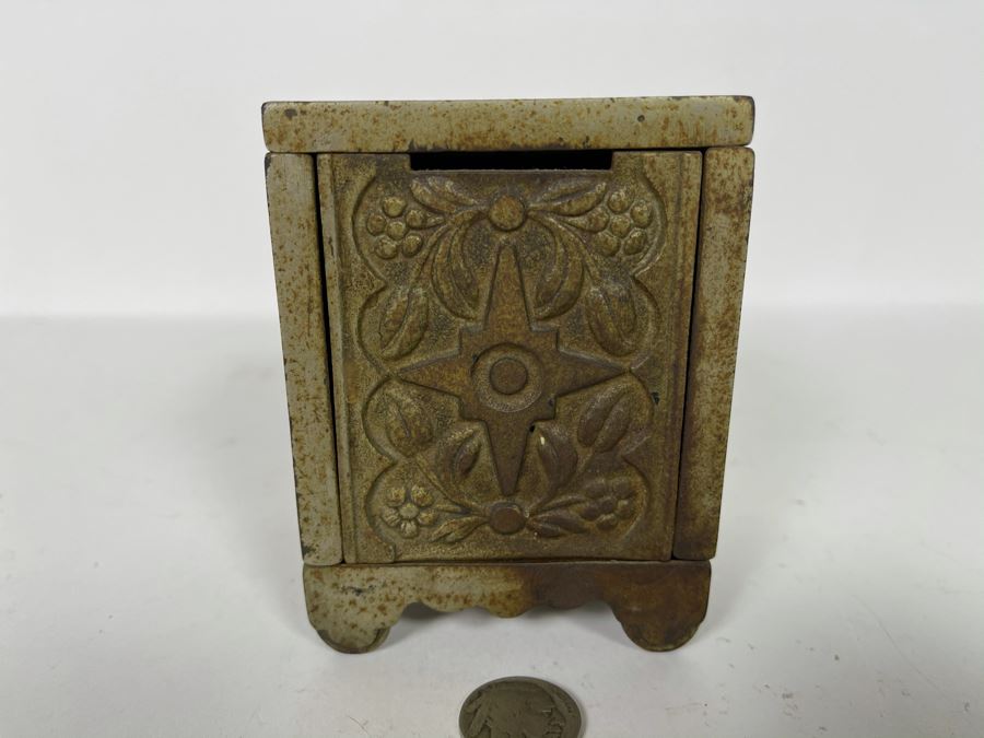 Antique Toy Cast Iron Safe Deposit Safe With 1897 Patent Date 3W X 2.5D X 4H [Photo 6]