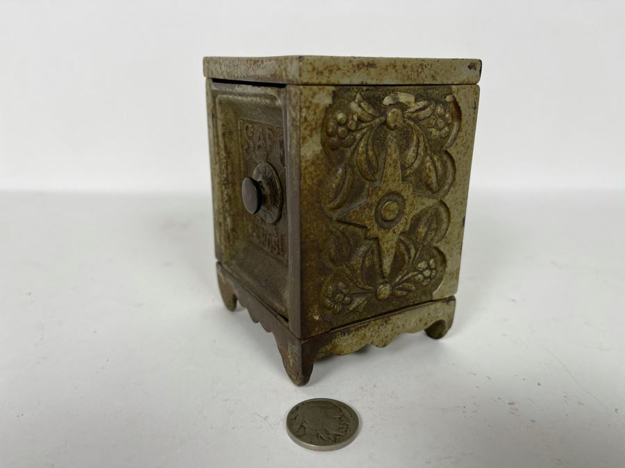 Antique Toy Cast Iron Safe Deposit Safe With 1897 Patent Date 3W X 2.5D X 4H [Photo 5]