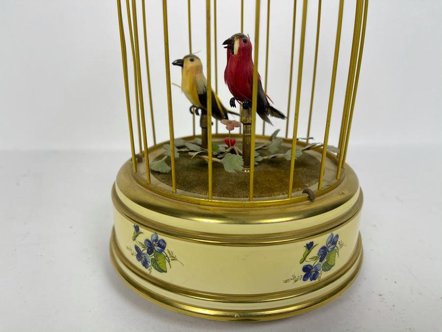 Vintage Reuge Music Sainte-Croix Switzerland Clockwork Singing Birds Cage Automaton Working 6W X 11H [Photo 3]
