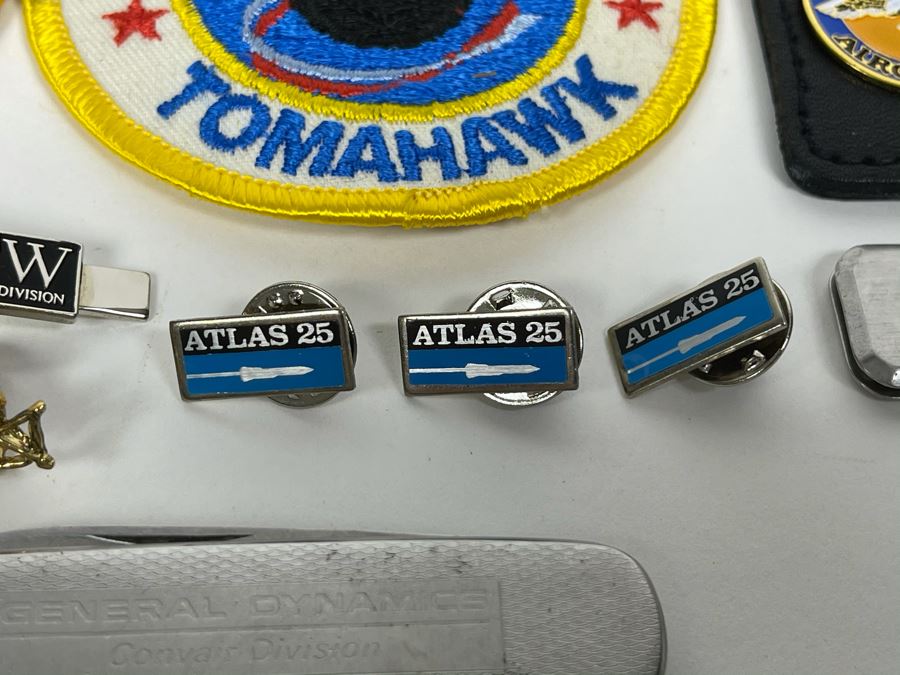 General Dynamics Collectibles Lot Including Tomahawk Patches, General Dynamics Convair Division Pocket Knives And Various Pins Including Atlas Rocket 25 [Photo 6]