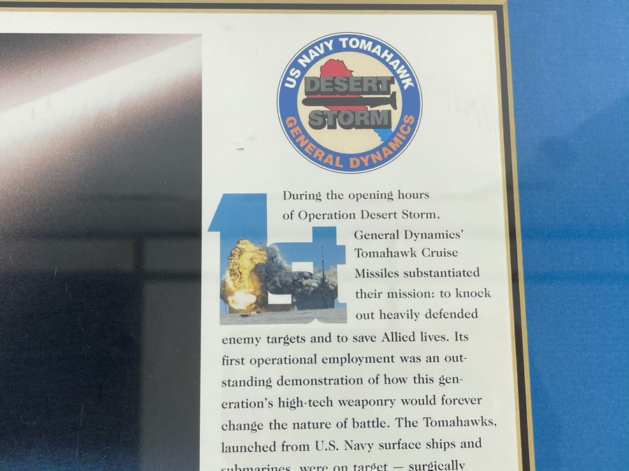 Framed US Navy Tomahawk Missle Convair Division General Dynamics Desert Storm Print 21 X 15 [Photo 5]