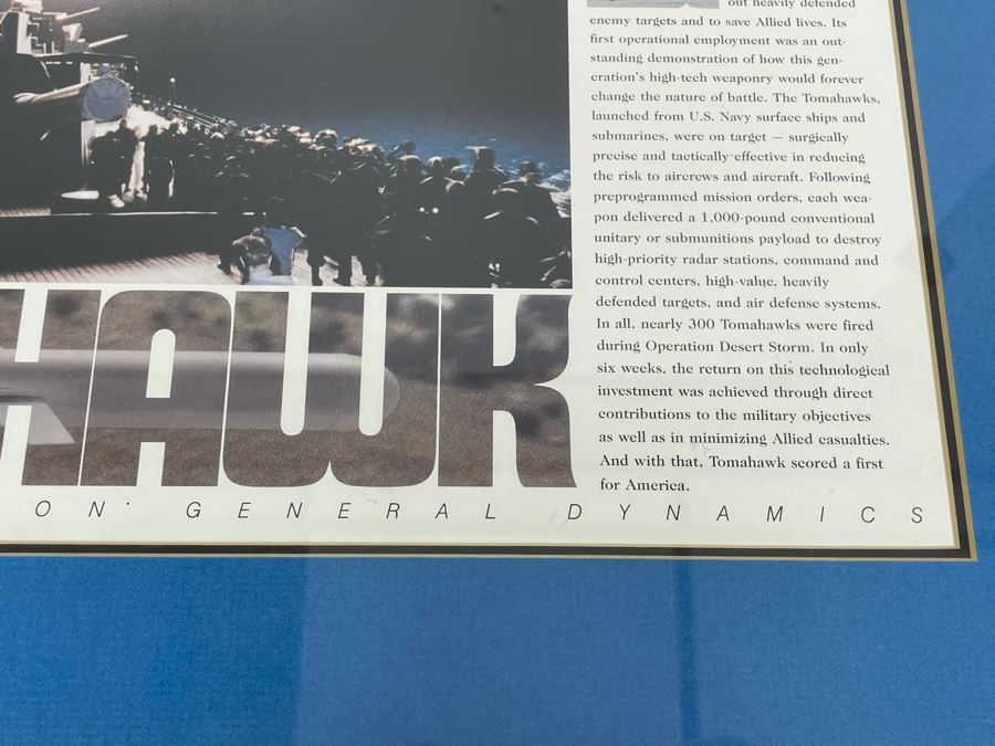 Framed US Navy Tomahawk Missle Convair Division General Dynamics Desert Storm Print 21 X 15 [Photo 4]