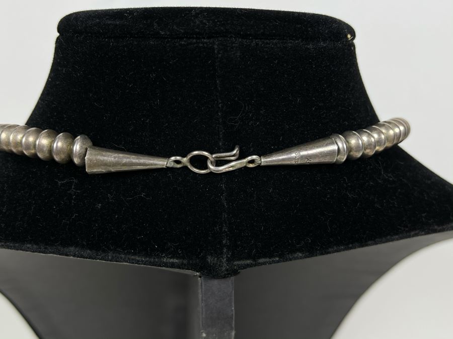 Signed Vintage Native American Squash Blossom Sterling Silver And Coral