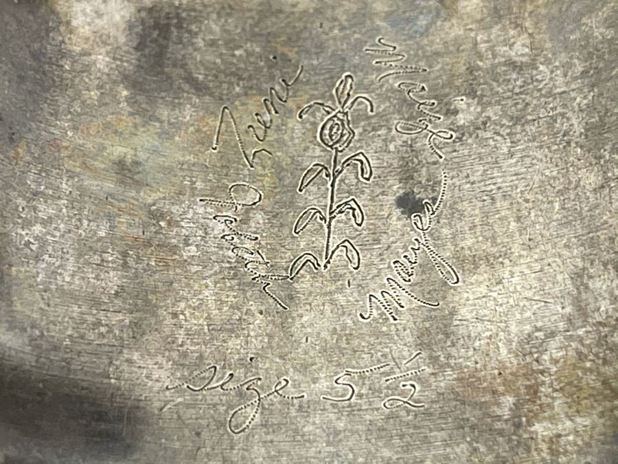 Native American Zuni Signed Sterling Silver And Turquoise Cuff Bracelet Size 5 1/2 Signed Jobeth Mayes Maize 83.2g [Photo 10]