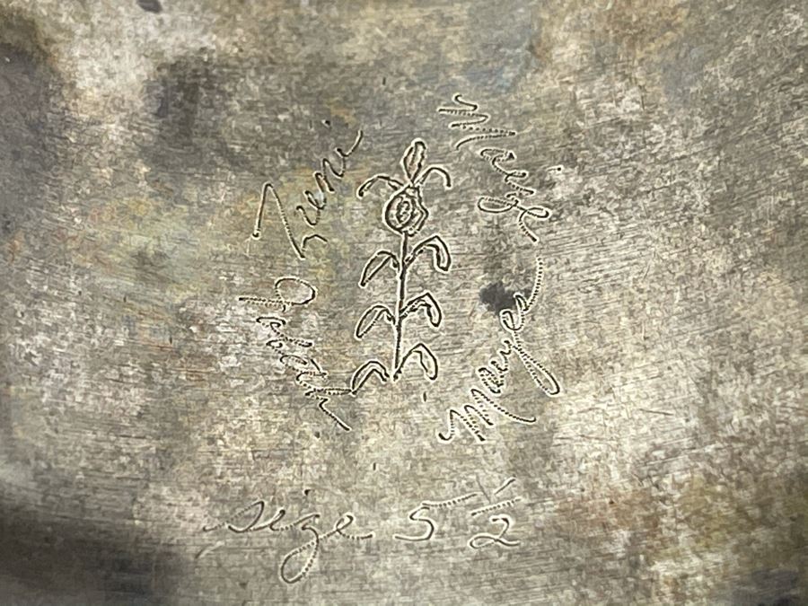 Native American Zuni Signed Sterling Silver And Turquoise Cuff Bracelet Size 5 1/2 Signed Jobeth Mayes Maize 83.2g [Photo 11]