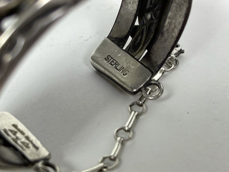 Signed Orville Tsinnie Navajo New Mexico - Lapis Lazuli And Sterling Silver Bracelet 93.5g [Photo 8]