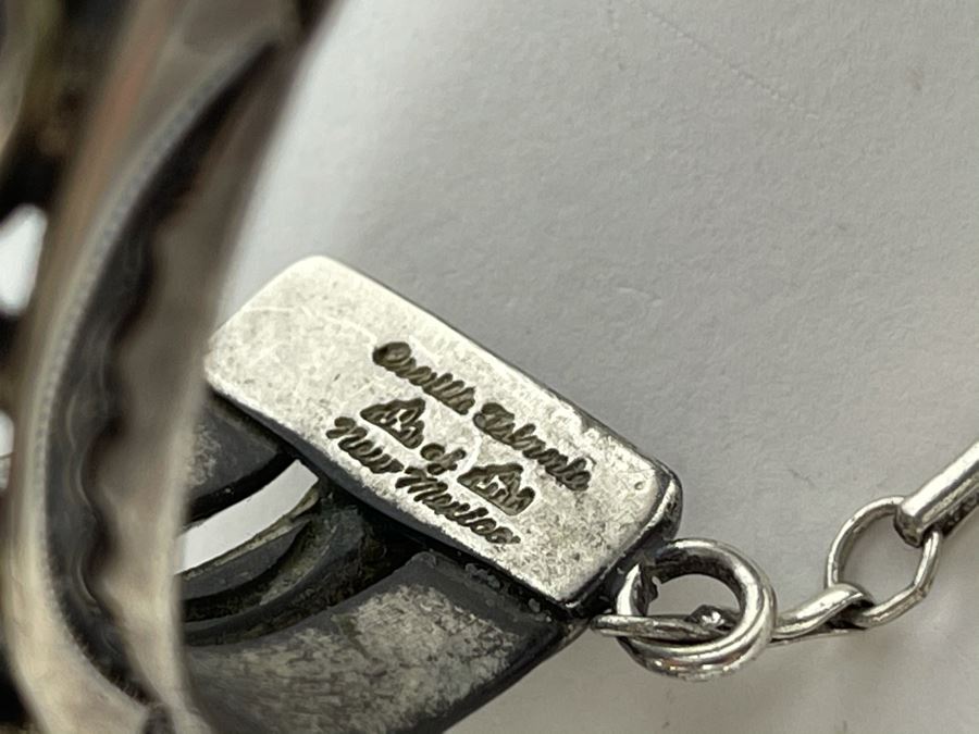 Signed Orville Tsinnie Navajo New Mexico - Lapis Lazuli And Sterling Silver Bracelet 93.5g [Photo 9]