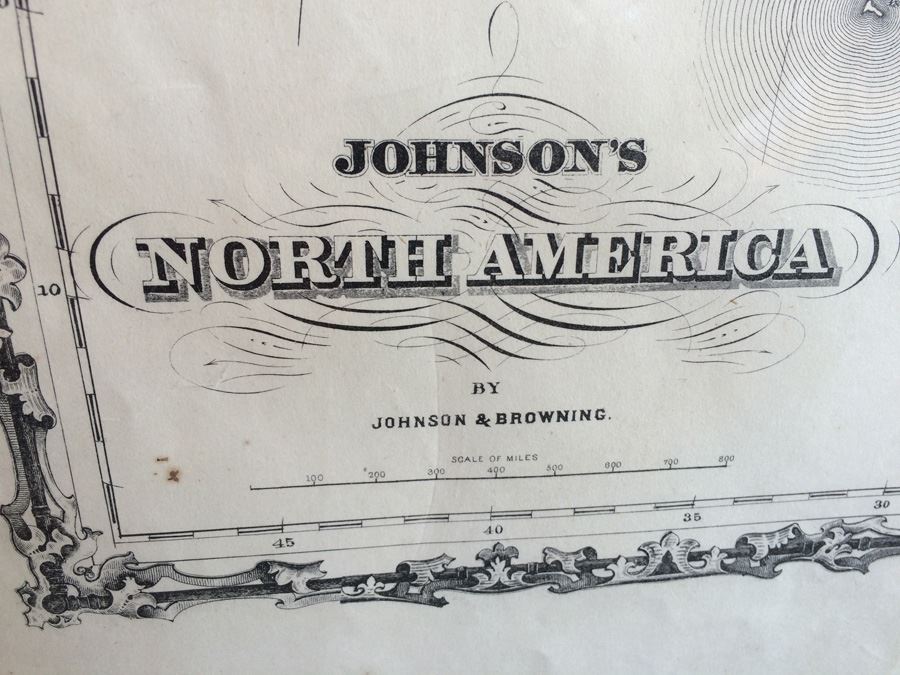 Vintage Map 1861 - Johnson's North America by Johnson & Browning [Photo 2]