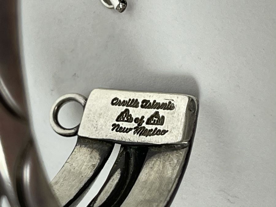 Signed Orville Tsinnie Navajo New Mexico - Coral And Sterling Silver Bracelet 87.2g [Photo 10]