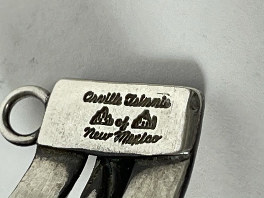 Signed Orville Tsinnie Navajo New Mexico - Coral And Sterling Silver Bracelet 87.2g [Photo 11]