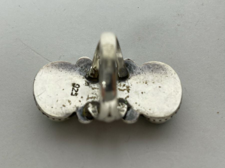 Vintage Sterling Silver Turquoise And Coral Ring Size 8 16.1g [Photo 7]