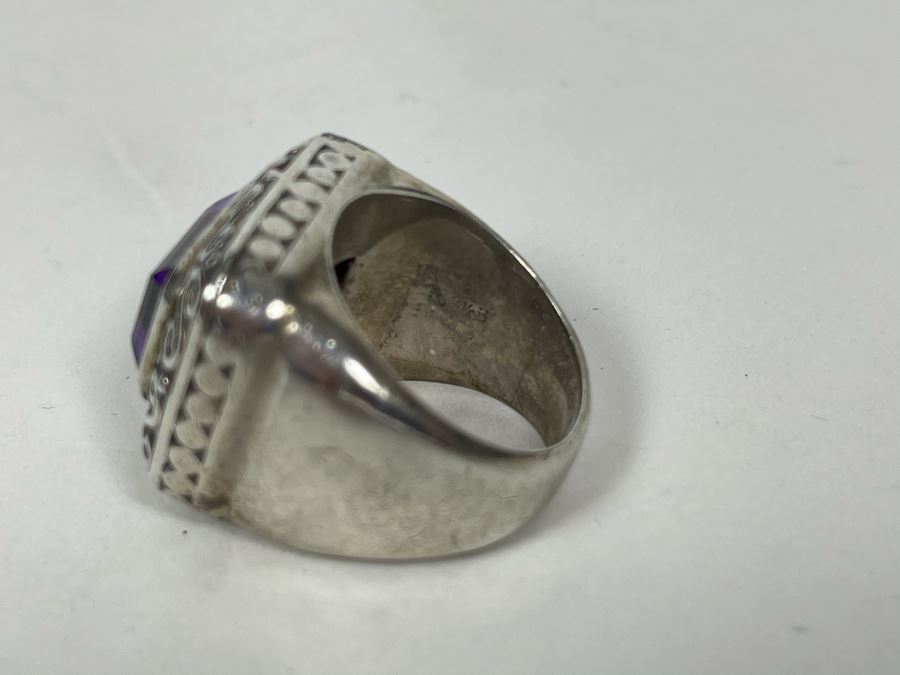 Large Vintage Sterling Silver Amethyst Ring Size 8.5 16.7g [Photo 10]