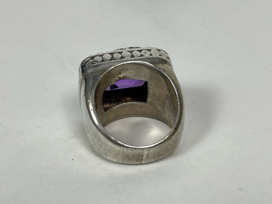Large Vintage Sterling Silver Amethyst Ring Size 8.5 16.7g [Photo 9]