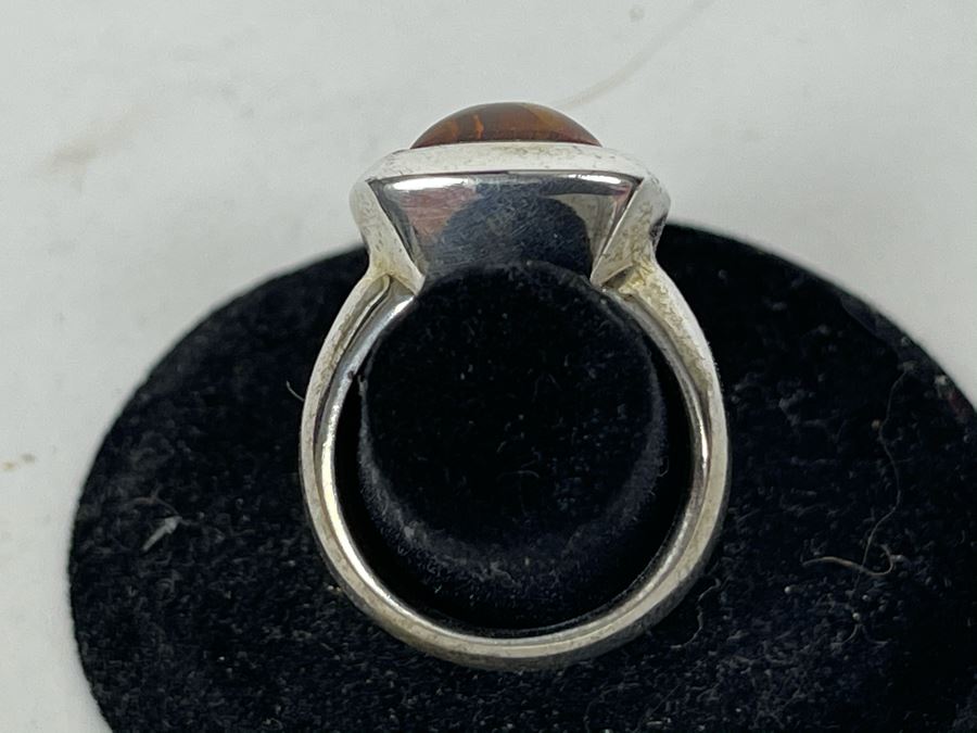 Sterling Silver Amber Ring Size 6 13.7g [Photo 4]