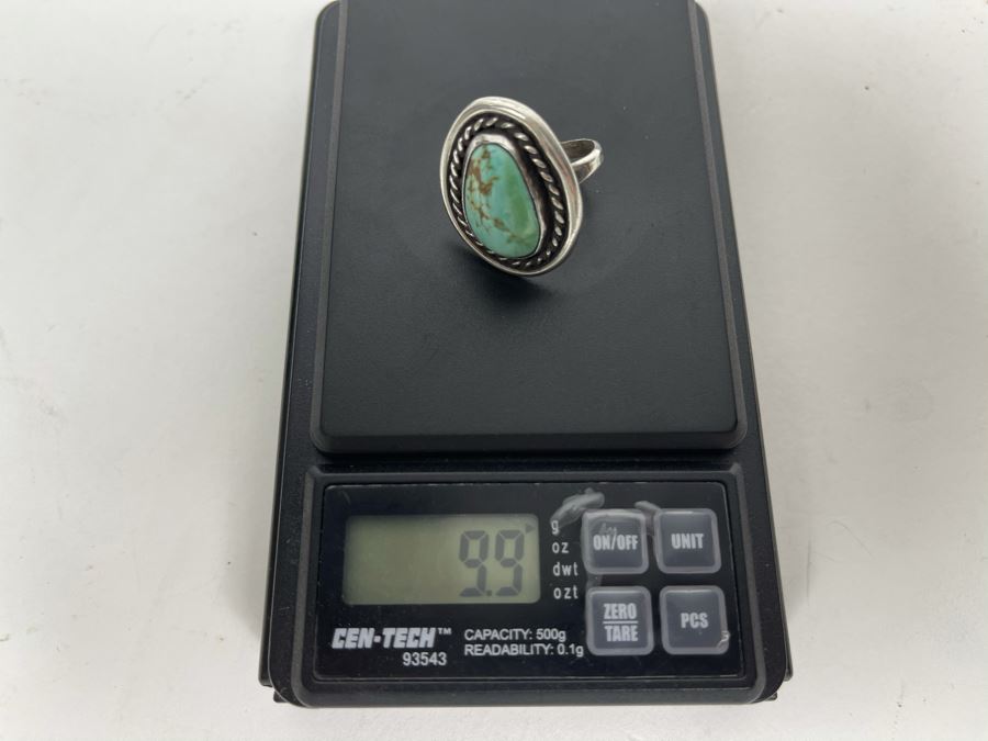 Vinage Native American Sterling Silver Turquoise Ring Size 6.5 9.9g [Photo 7]