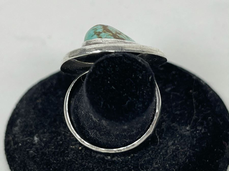 Vinage Native American Sterling Silver Turquoise Ring Size 6.5 9.9g [Photo 4]