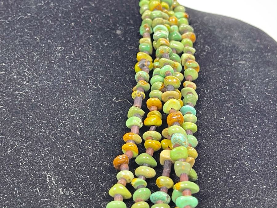 Vintage Native American Multi-Strand Turquoise And Shell Heishi Bead Necklace 30L [Photo 5]
