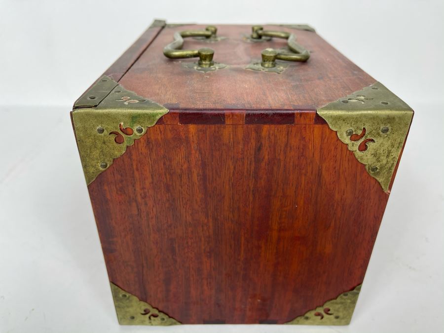 Vintage Chinese Mahjong Set Bamboo And Bone Tiles With Rosewood Wooden 5-Drawer Box 9.5W X 6D X 6.5H [Photo 29]