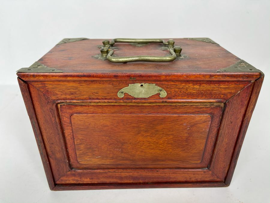 Vintage Chinese Mahjong Set Bamboo And Bone Tiles With Rosewood Wooden 5-Drawer Box 9.5W X 6D X 6.5H [Photo 5]
