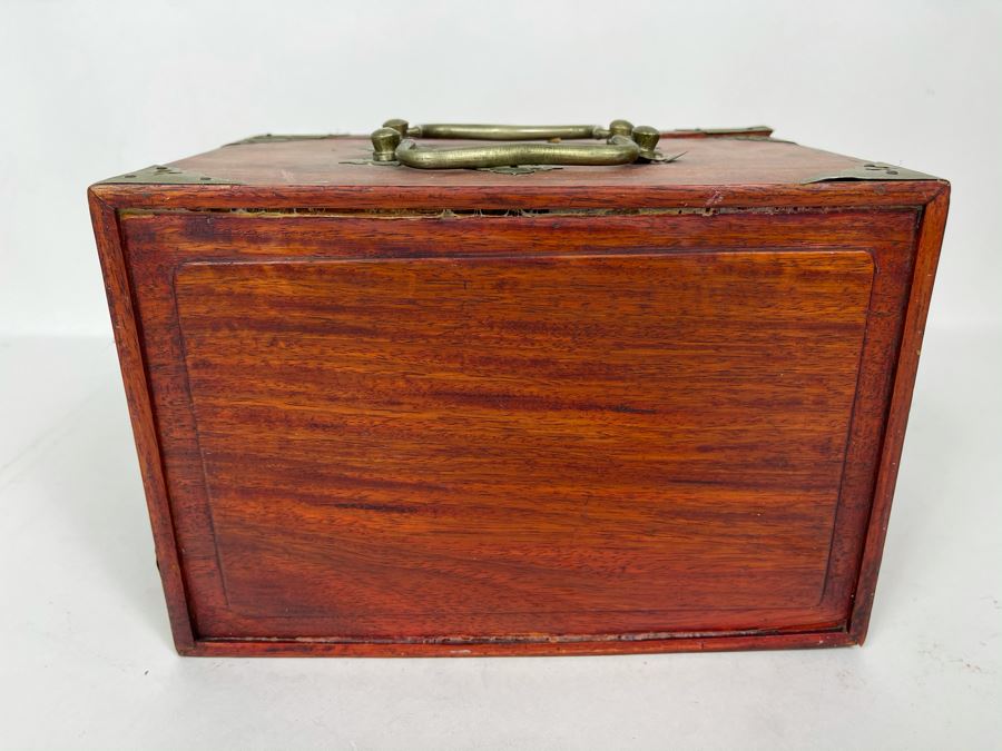 Vintage Chinese Mahjong Set Bamboo And Bone Tiles With Rosewood Wooden 5-Drawer Box 9.5W X 6D X 6.5H [Photo 31]