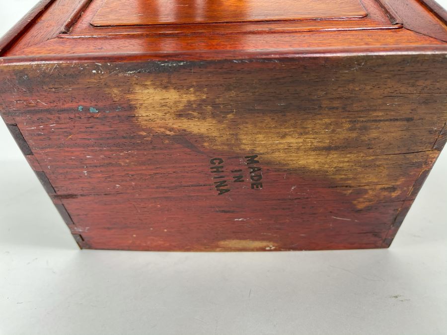 Vintage Chinese Mahjong Set Bamboo And Bone Tiles With Rosewood Wooden 5-Drawer Box 9.5W X 6D X 6.5H [Photo 33]