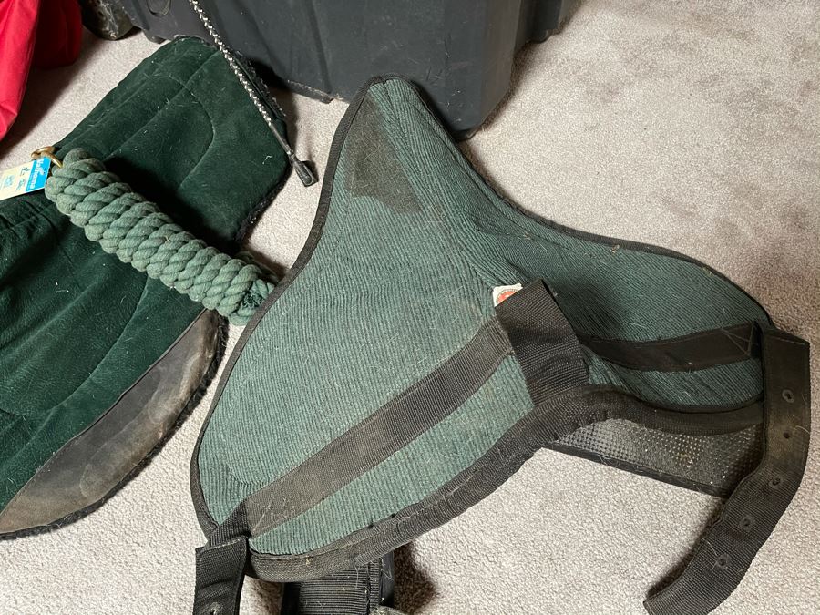 Various Horse Tack And Plastic Storage Container With Wheels 36W X 22D X 26H [Photo 6]