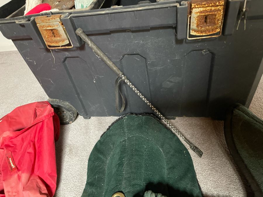 Various Horse Tack And Plastic Storage Container With Wheels 36W X 22D X 26H [Photo 8]