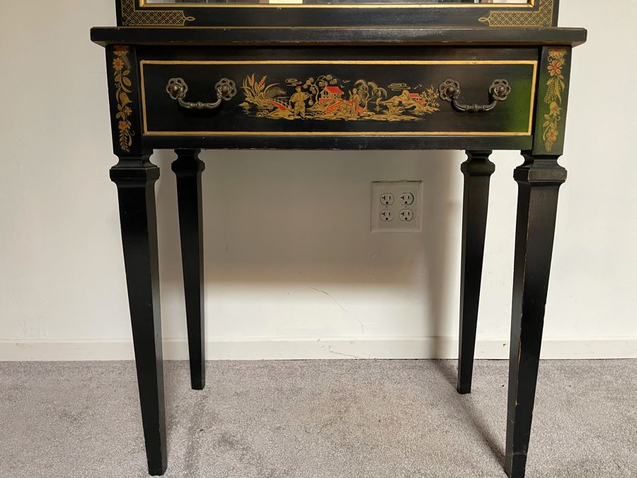 Chinoiserie Curio Cabinet With Faux Drawer 25W X 14D X 55H [Photo 5]