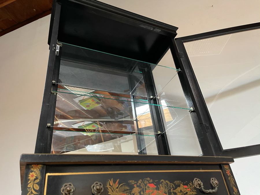 Chinoiserie Curio Cabinet With Faux Drawer 25W X 14D X 55H [Photo 7]