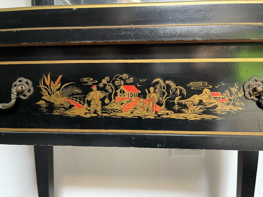 Chinoiserie Curio Cabinet With Faux Drawer 25W X 14D X 55H [Photo 6]