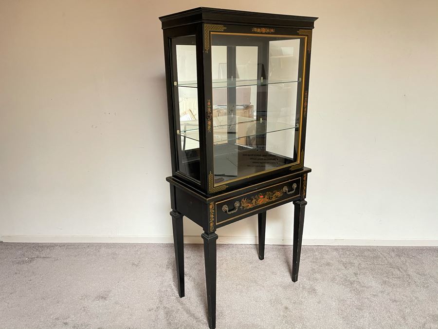 Chinoiserie Curio Cabinet With Faux Drawer 25W X 14D X 55H [Photo 1]