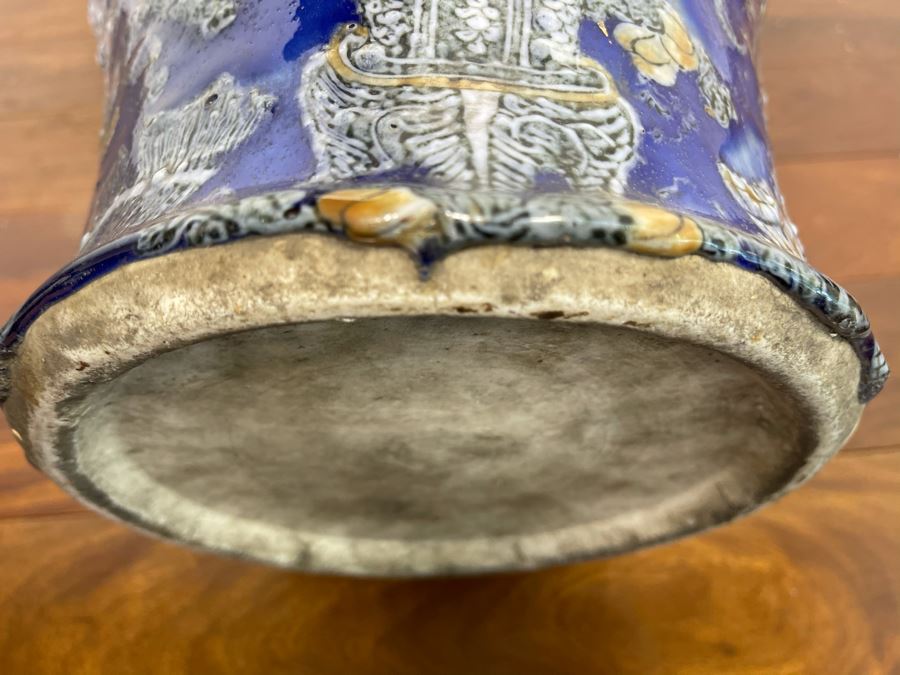 Stunning People's Republic Of China Chinese Porcelain Blue Glazed Large Vase 22.5H X 11W [Photo 24]