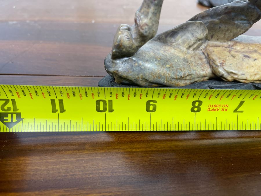 Pair Of Individually Signed Chinese Hardstone Carved Horses On Custom Wooden Bases (Larger Measures 10W X 8H) [Photo 27]