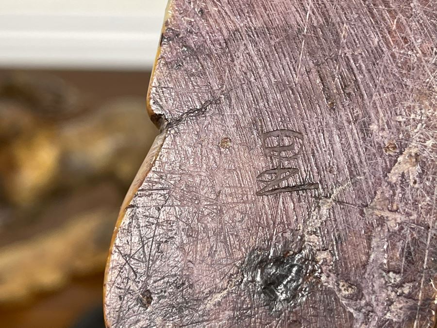 Pair Of Individually Signed Chinese Hardstone Carved Horses On Custom Wooden Bases (Larger Measures 10W X 8H) [Photo 24]