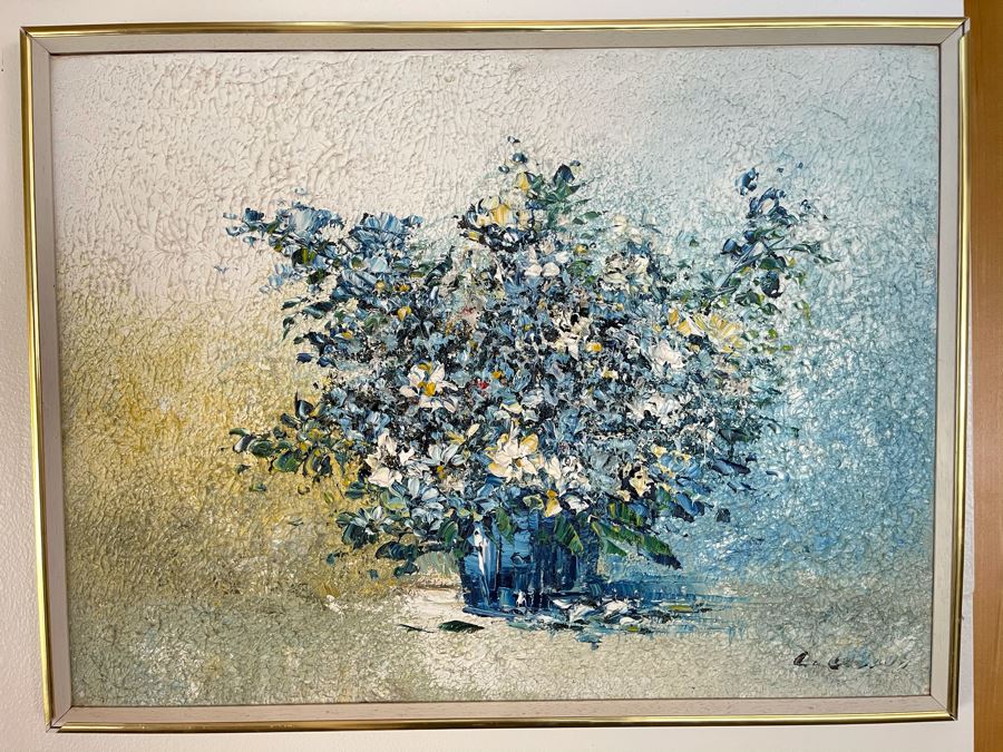 Original Impasto Still Life Painting (Very Thick Paint) Signed (Signature Illegible) Framed 25 X 19 [Photo 3]