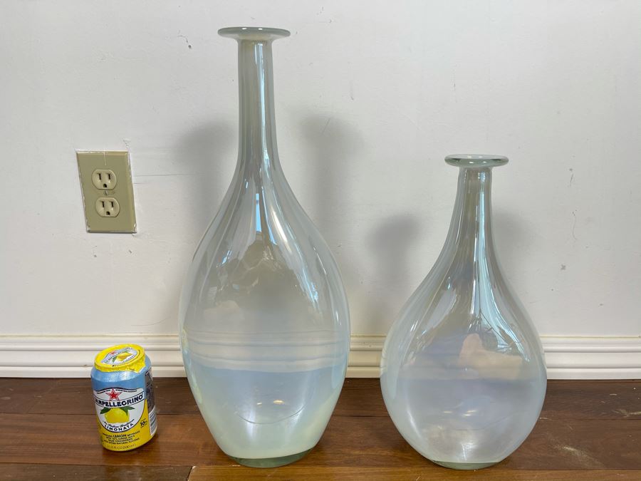Pair Of West Elm Irridescent Glass Vases 18.5H And 14H [Photo 4]