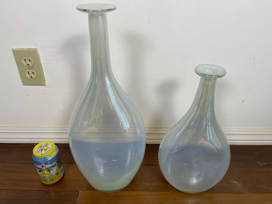 Pair Of West Elm Irridescent Glass Vases 18.5H And 14H [Photo 3]