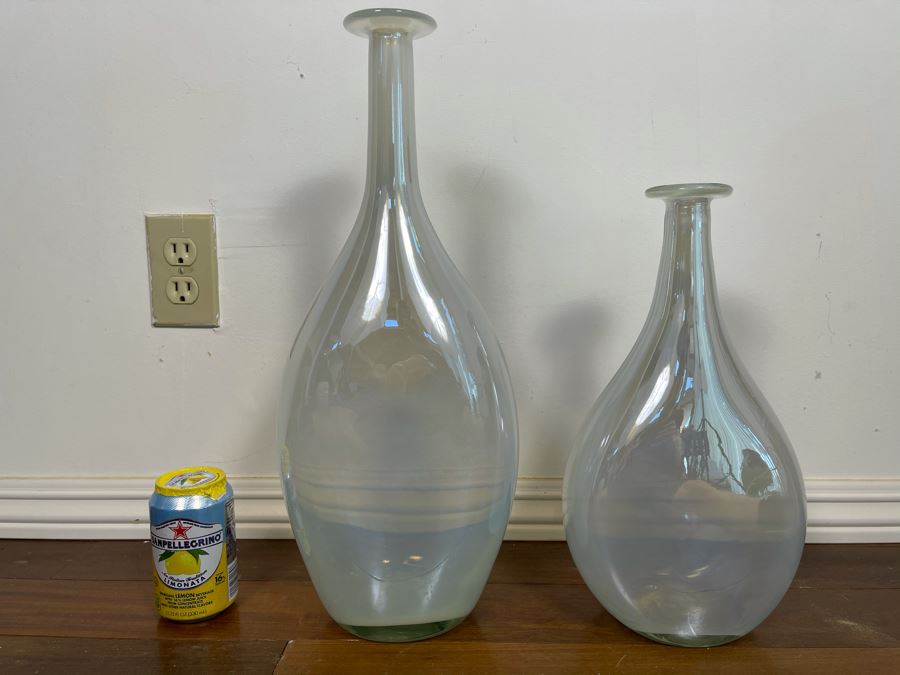 Pair Of West Elm Irridescent Glass Vases 18.5H And 14H [Photo 2]