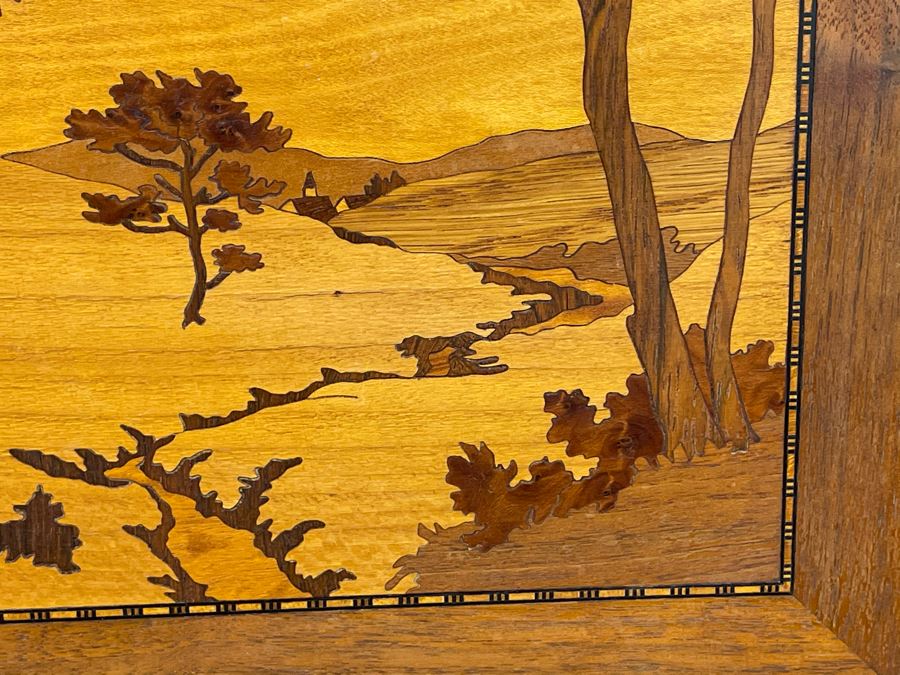 Pair Of Inlaid Wood Landscape Paintings 12 X 15 Ea [Photo 10]