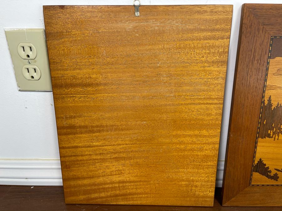 Pair Of Inlaid Wood Landscape Paintings 12 X 15 Ea [Photo 11]