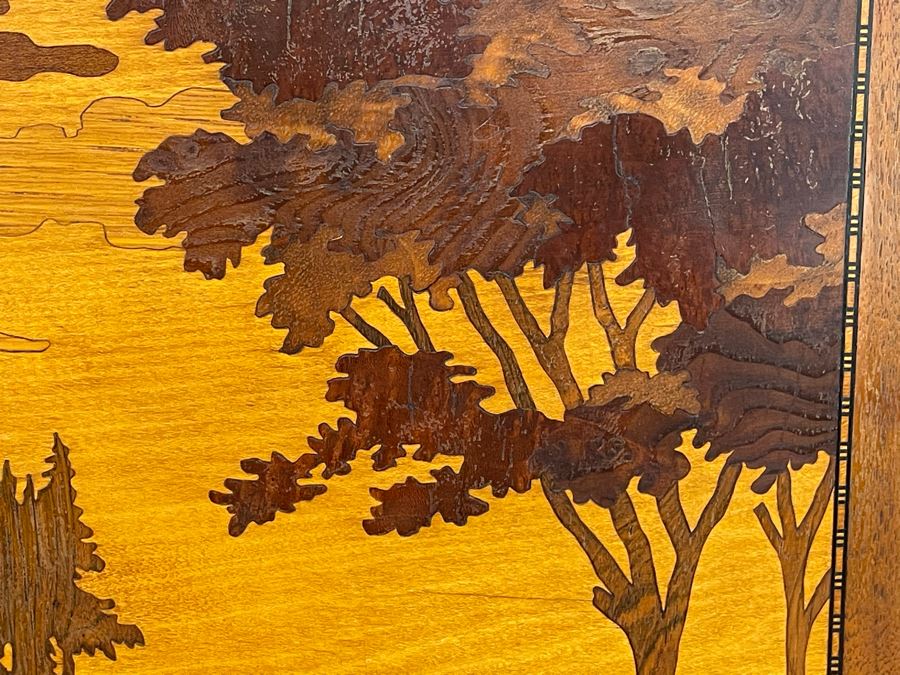 Pair Of Inlaid Wood Landscape Paintings 12 X 15 Ea [Photo 8]